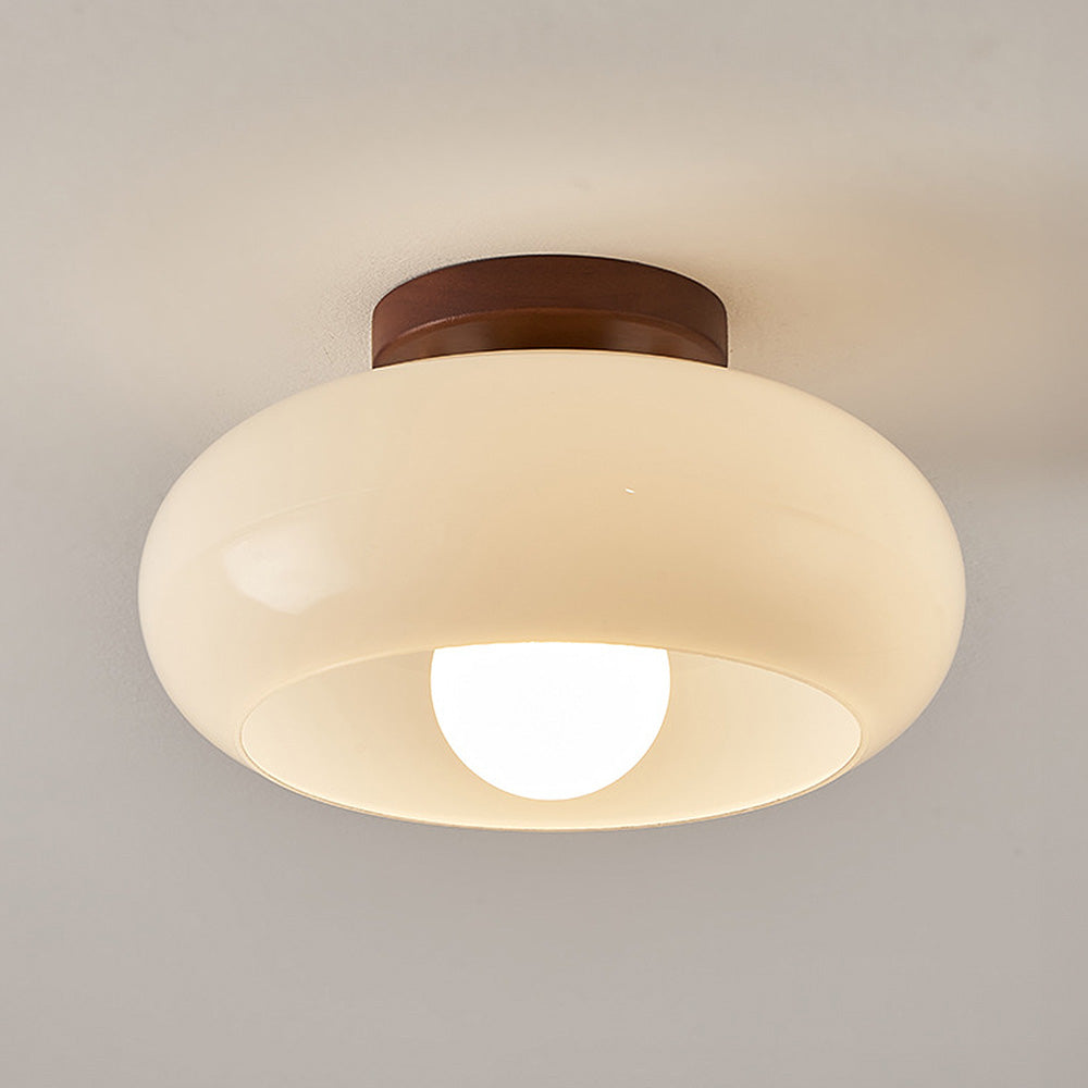 Classic Flush Cream Glass Ceiling Light