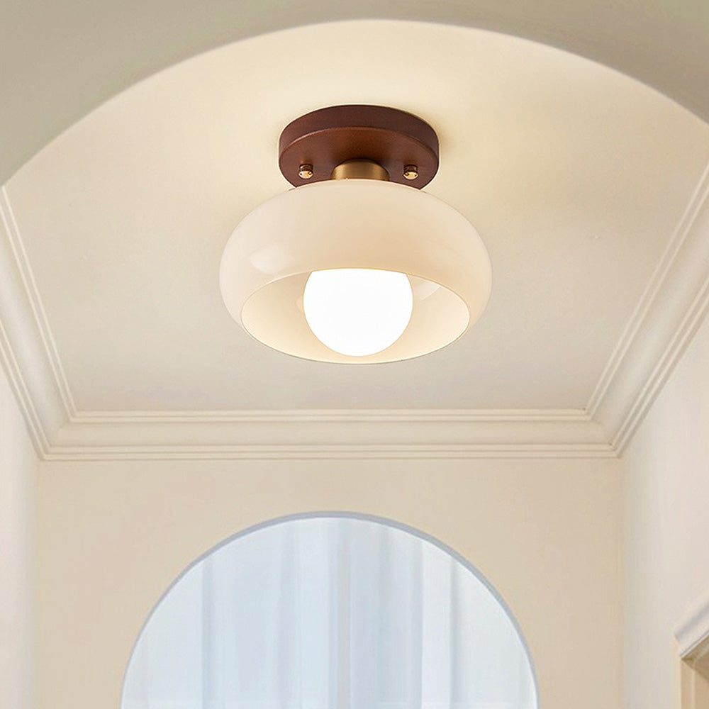 Classic Flush Cream Glass Ceiling Light