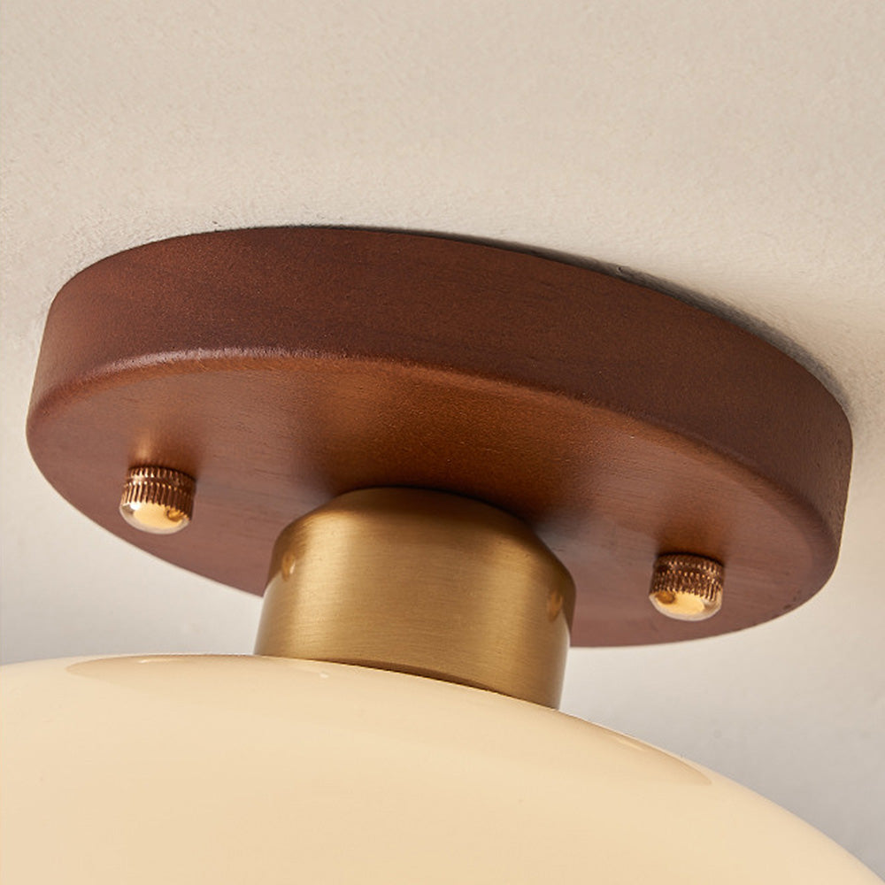 Classic Flush Cream Glass Ceiling Light