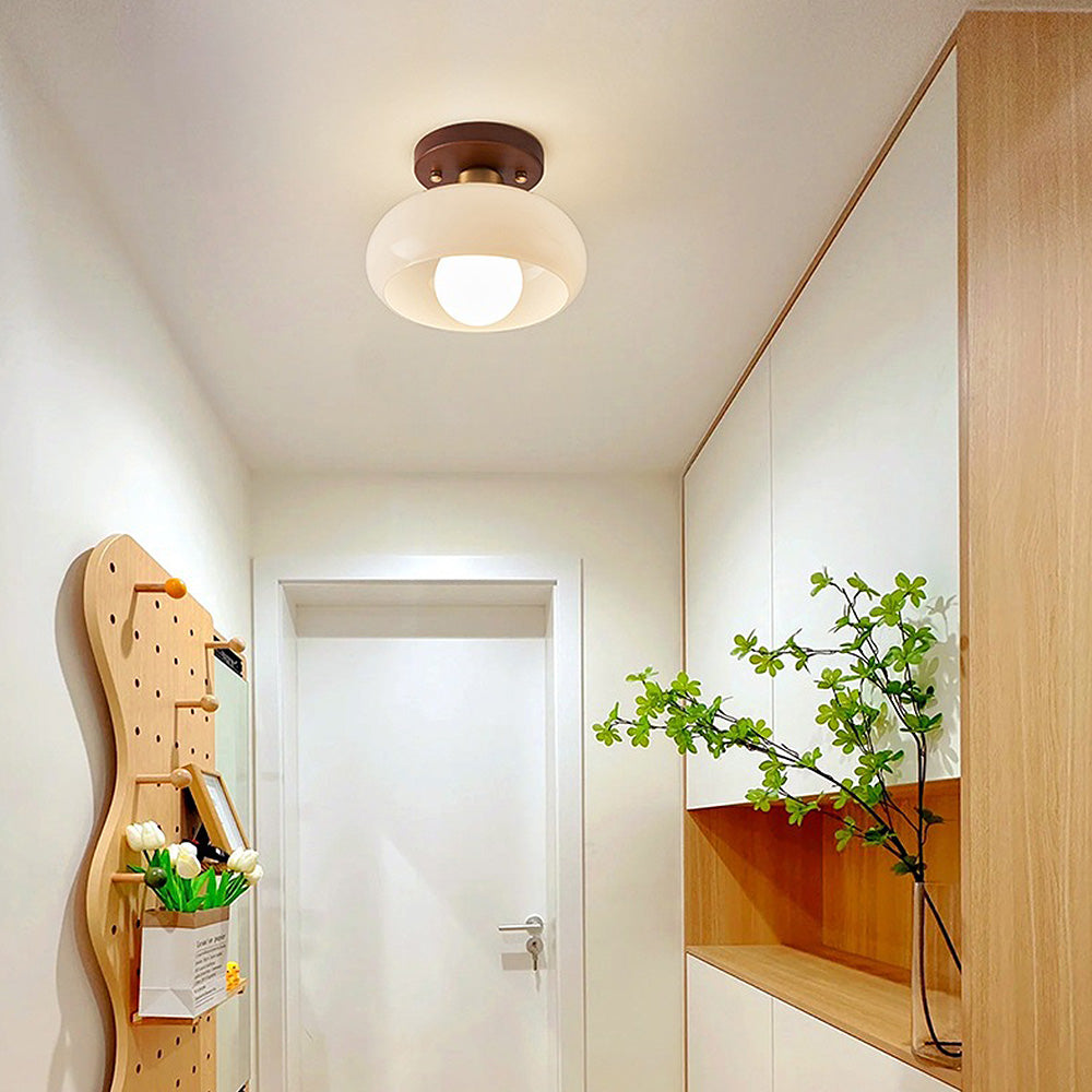 Classic Flush Cream Glass Ceiling Light
