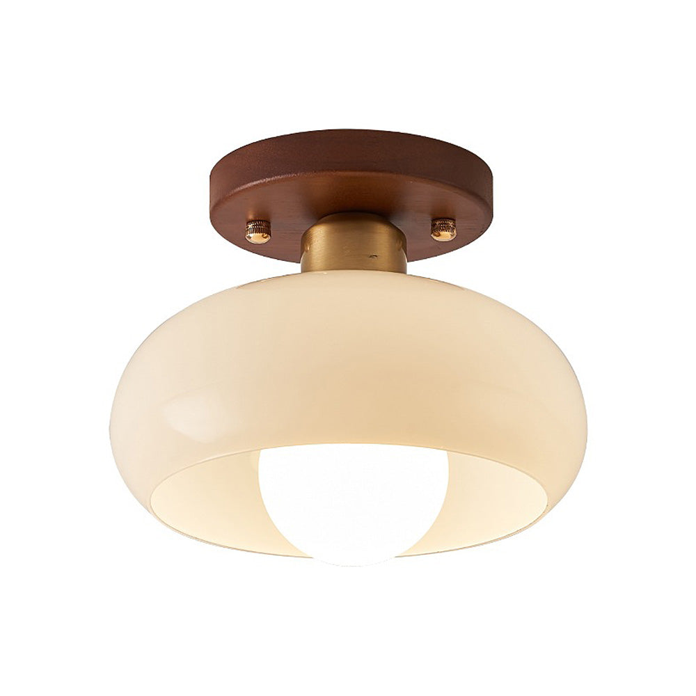 Classic Flush Cream Glass Ceiling Light