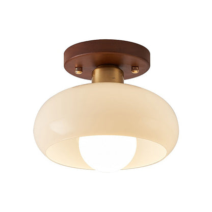 Classic Flush Cream Glass Ceiling Light
