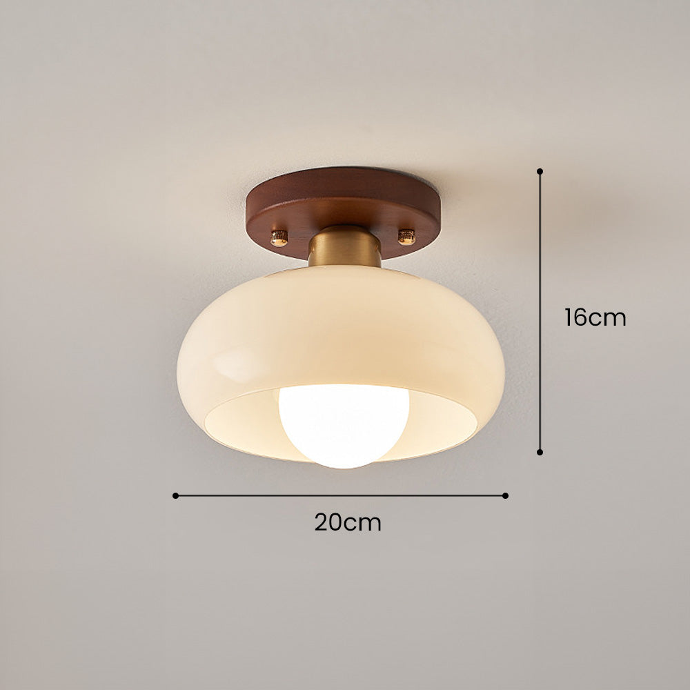 Classic Flush Cream Glass Ceiling Light