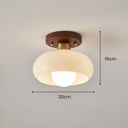 Classic Flush Cream Glass Ceiling Light