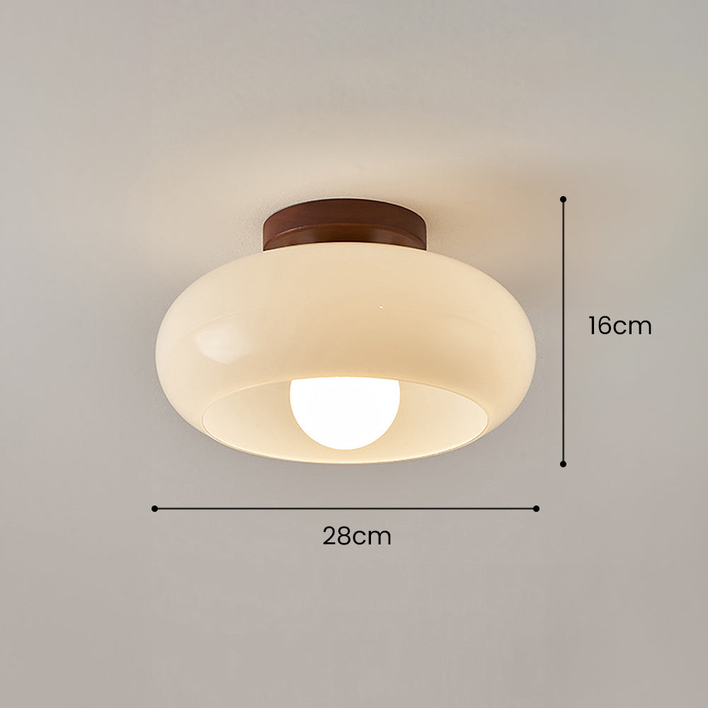 Classic Flush Cream Glass Ceiling Light