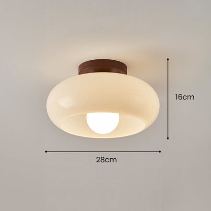 Classic Flush Cream Glass Ceiling Light