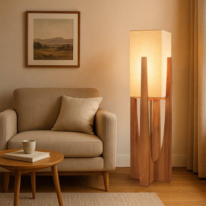 Minimalist wooden floor lamp