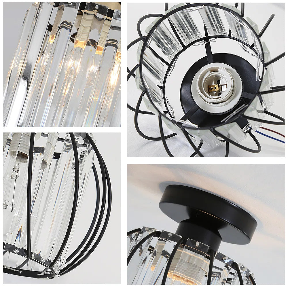 Black Ceiling Light with Glass Shade