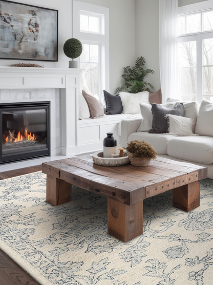 Elvara botanical wool cotton Persian rug