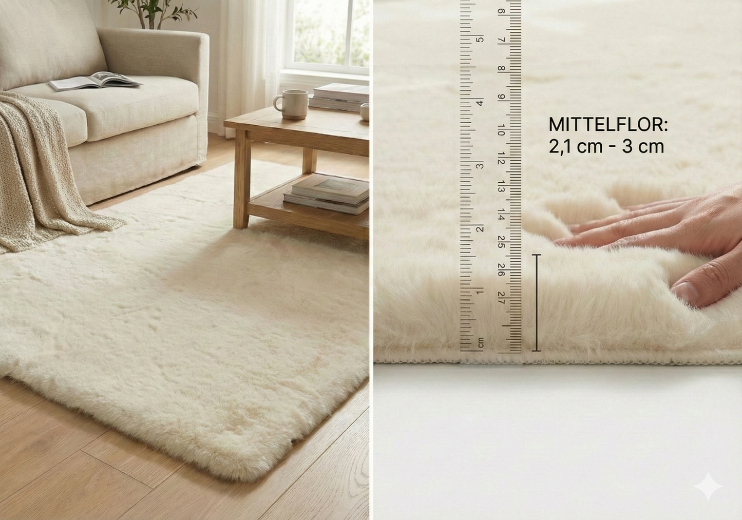 Washable faux fur rug