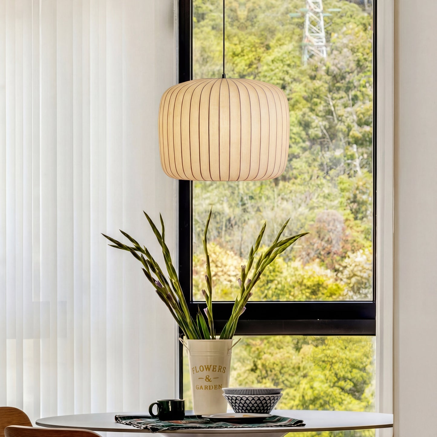 Elegant modern silk pendant lamp