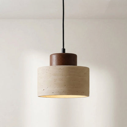 Natural pendant light made of travertine