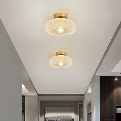 Round Glass Semi-Flush Ceiling Light