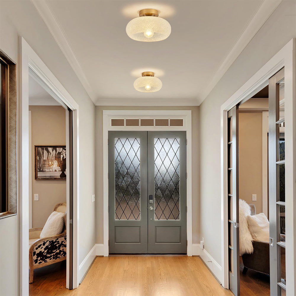 Round Glass Semi-Flush Ceiling Light