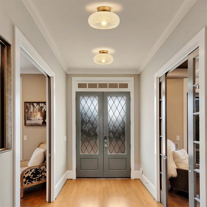 Round Glass Semi-Flush Ceiling Light