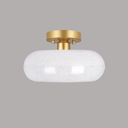 Round Glass Semi-Flush Ceiling Light
