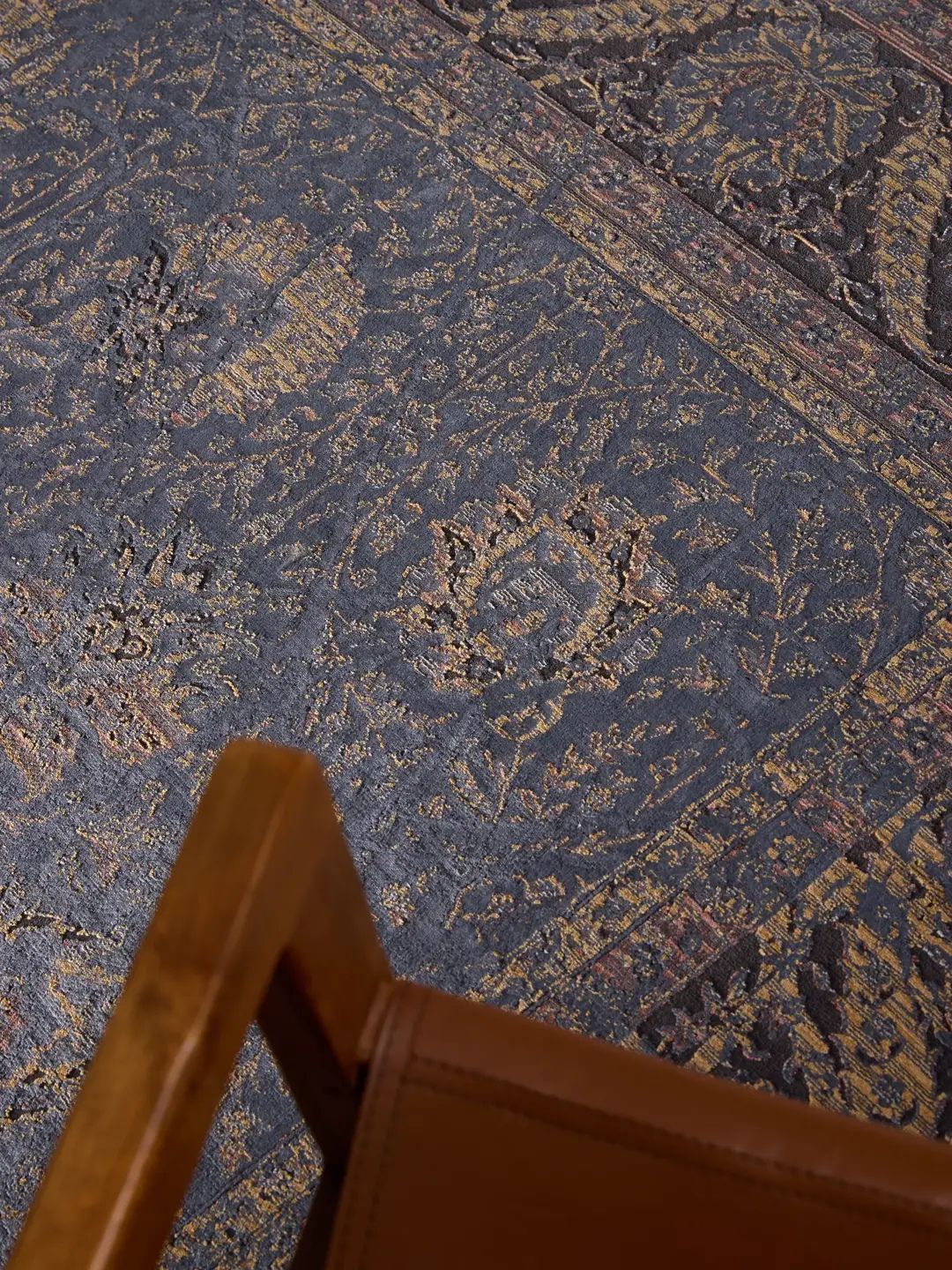 Blue vintage rug living room