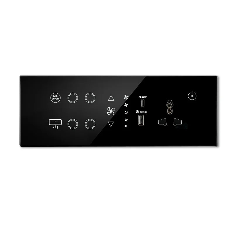 Nexora Minimalist Glass and ABS Smart Switch Socket