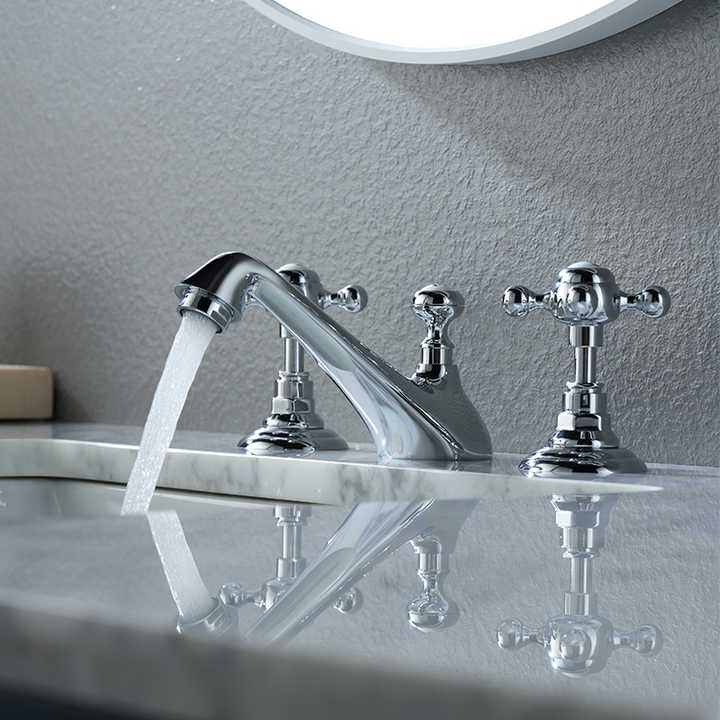 Wrenholt Vintage Polished Chrome Widespread Basin Mixer Tap