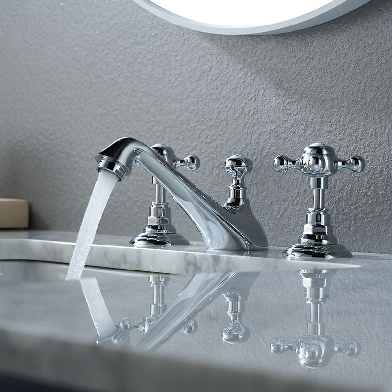 Wrenholt Vintage Polished Chrome Widespread Basin Mixer Tap