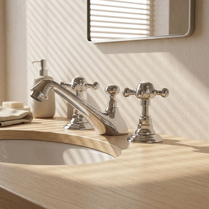 Wrenholt Vintage Polished Chrome Widespread Basin Mixer Tap