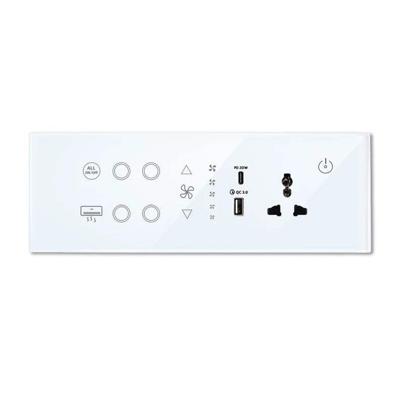 Nexora Minimalist Glass and ABS Smart Switch Socket