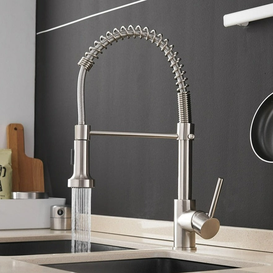 Modern Kitchen Faucet with Pull-Down Spring Sprayer