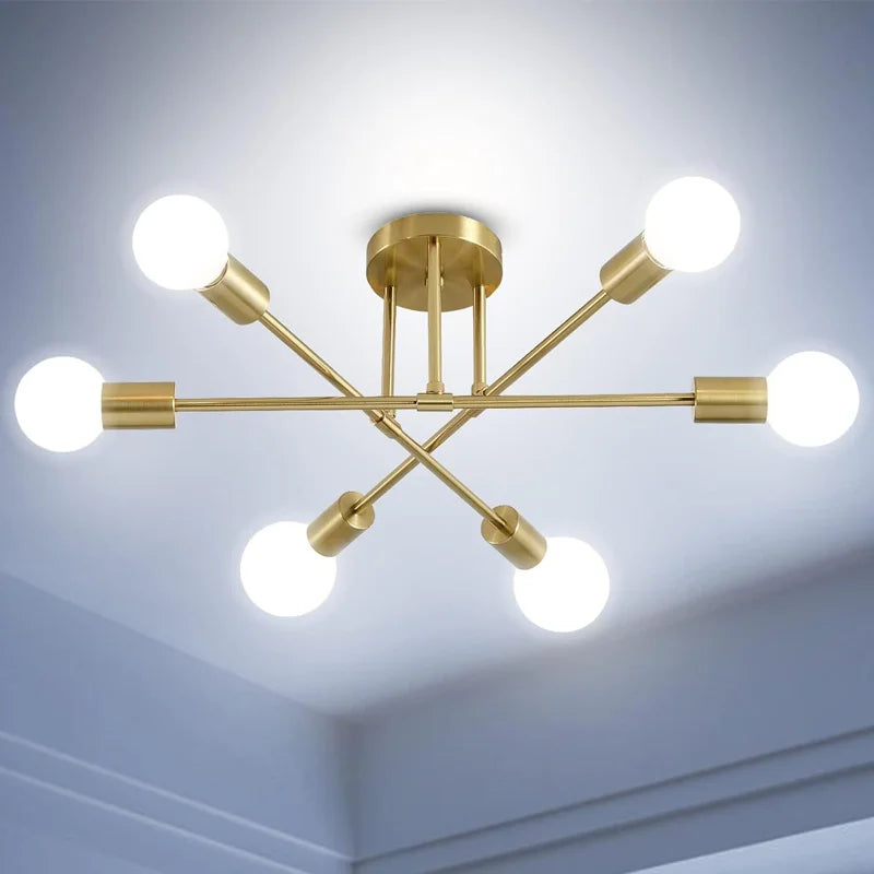 Modern six-light ceiling chandelier