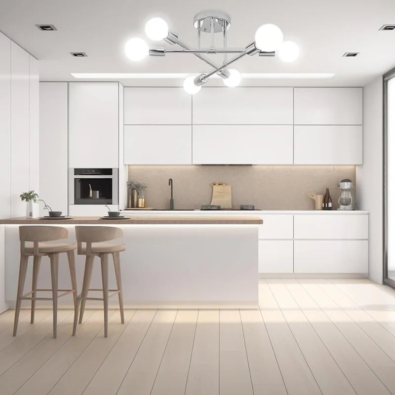 Modern six-light ceiling chandelier
