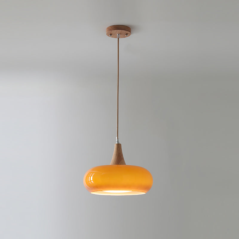 Modern Glass Wood Pendant Light