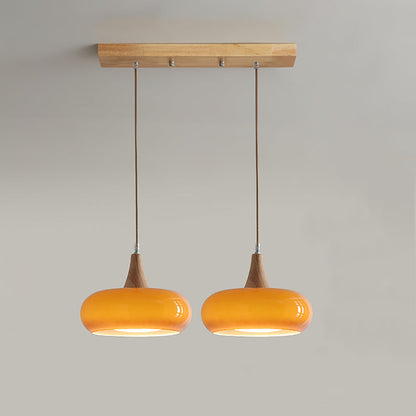 Modern Glass Wood Pendant Light