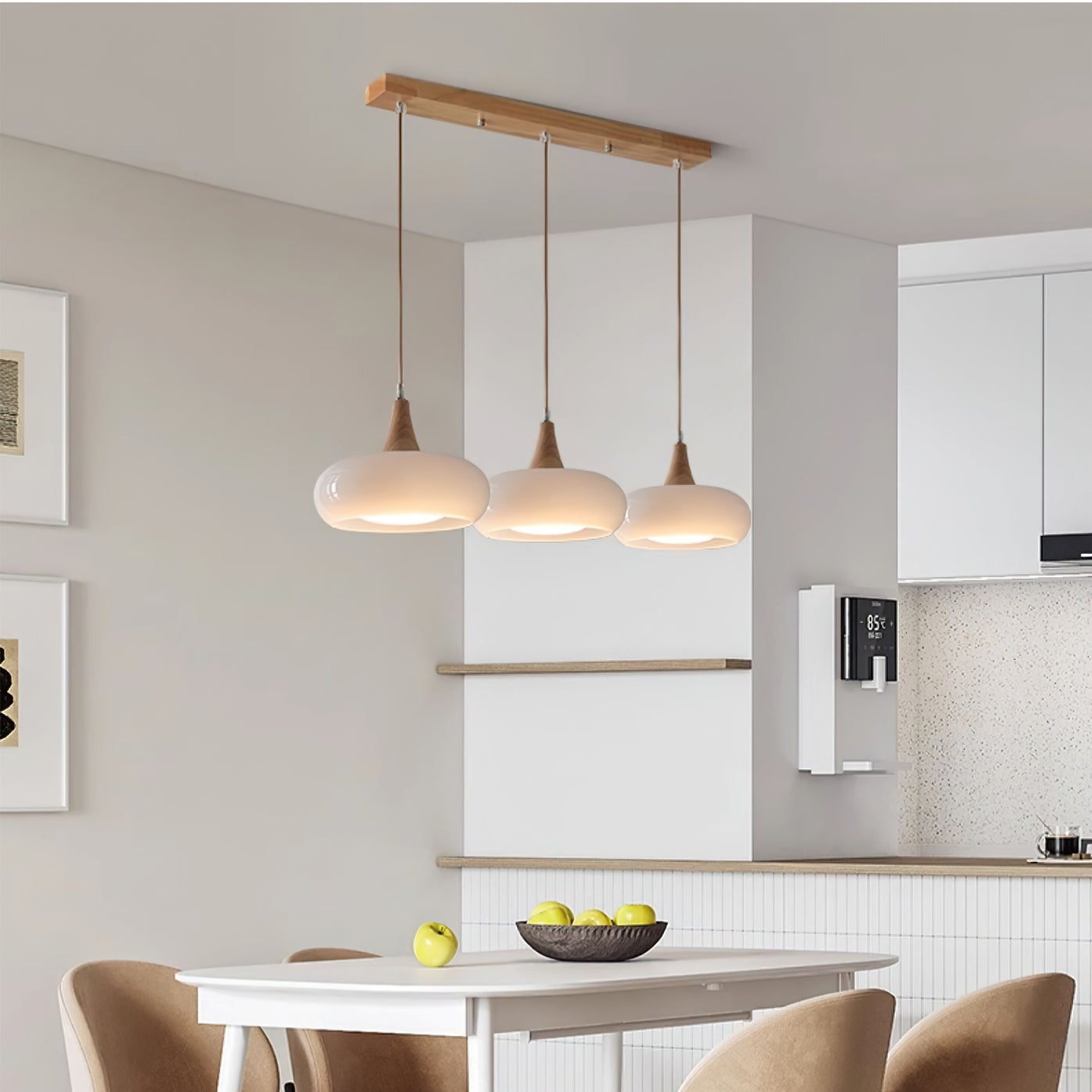 Modern Glass Wood Pendant Light