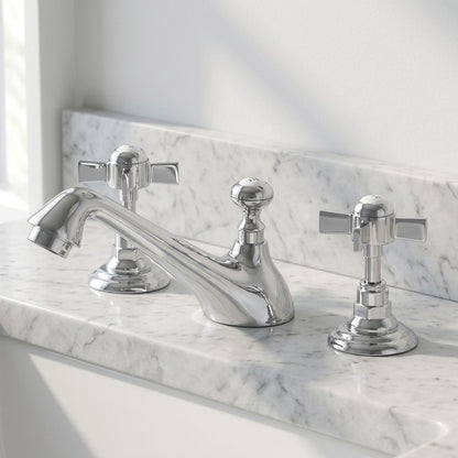 Wrenholt Vintage Polished Chrome Widespread Basin Mixer Tap