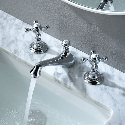 Wrenholt Vintage Polished Chrome Widespread Basin Mixer Tap