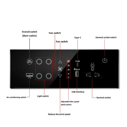 Nexora Minimalist Glass and ABS Smart Switch Socket