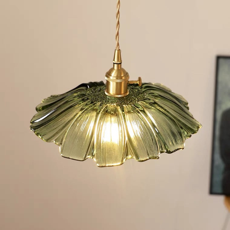 Retro Flower Glass Pendant Light