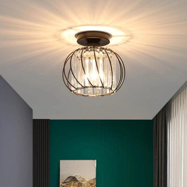 Black Ceiling Light with Glass Shade
