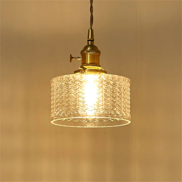 Textured Glass Cylinder Pendant