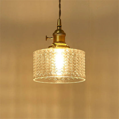 Textured Glass Cylinder Pendant