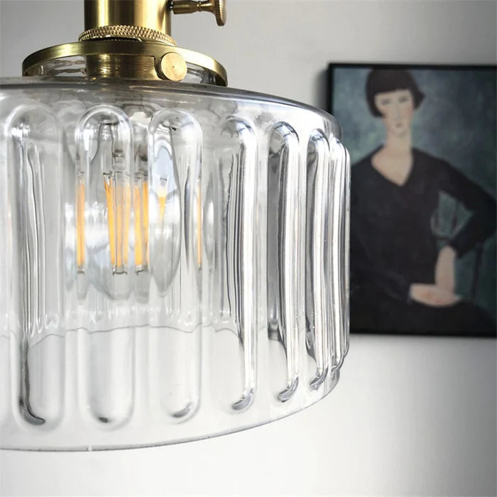 Textured Glass Cylinder Pendant