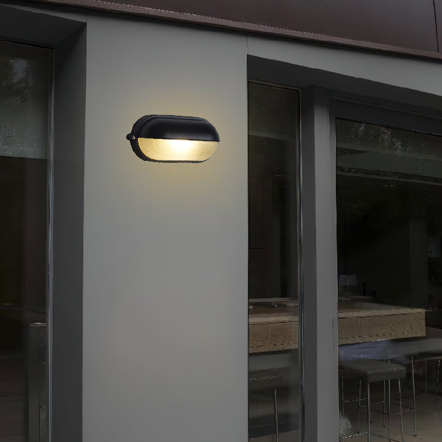 Industrial Outdoor Wall Lamp with Ribbed Glass