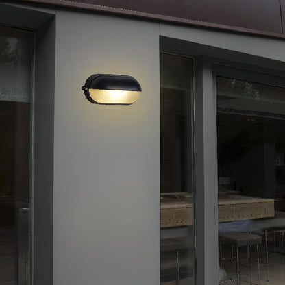Industrial Outdoor Wall Lamp with Ribbed Glass