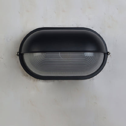 Industrial Outdoor Wall Lamp with Ribbed Glass