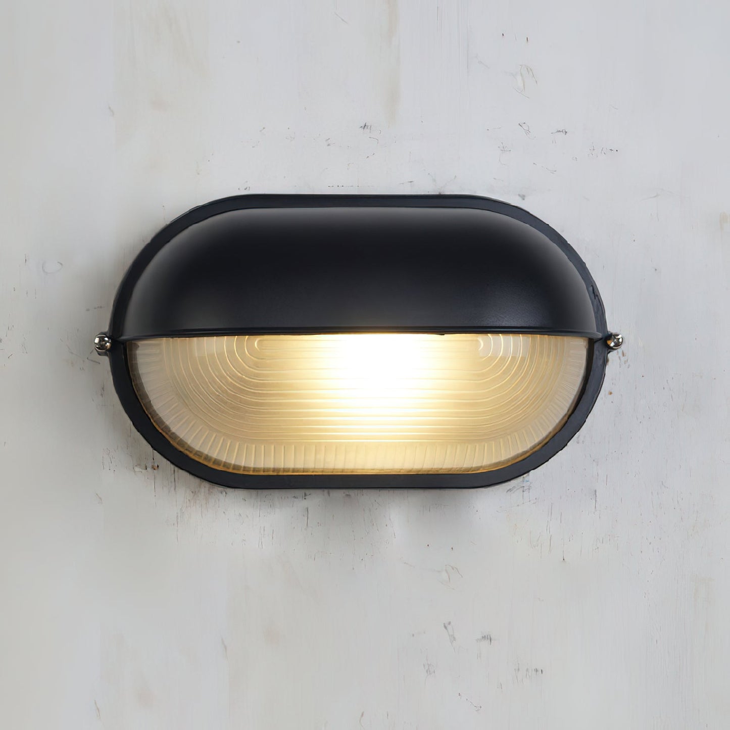 Industrial Outdoor Wall Lamp with Ribbed Glass
