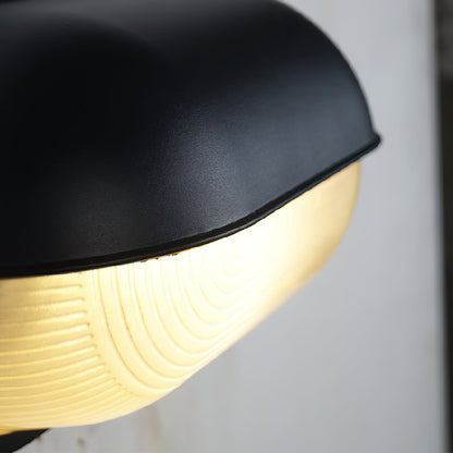 Industrial Outdoor Wall Lamp with Ribbed Glass