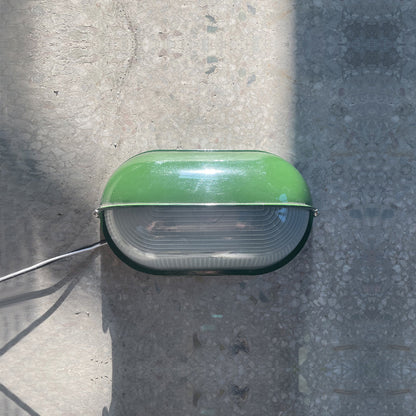 Industrial Outdoor Wall Lamp with Ribbed Glass