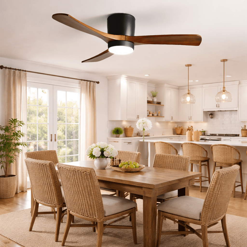 Modern Wooden LED Ceiling Fan Light
