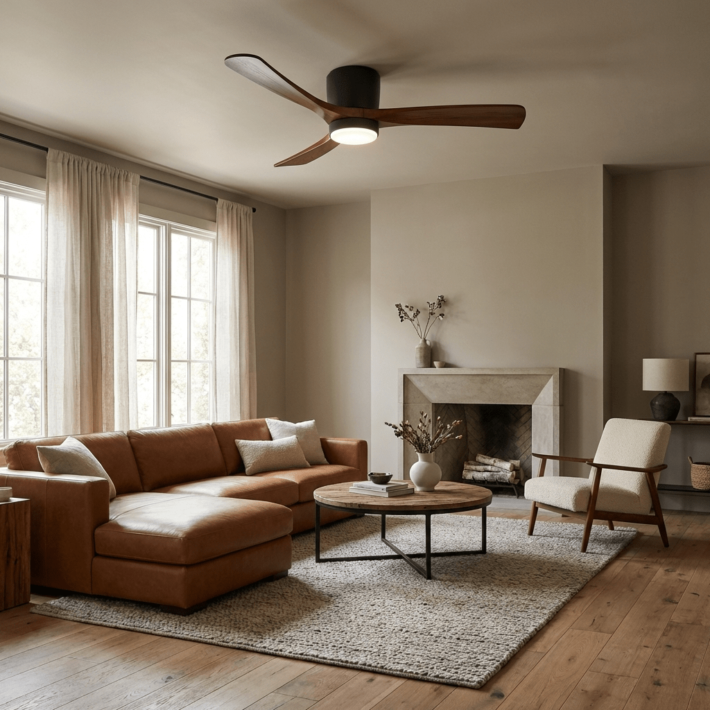 Modern Wooden LED Ceiling Fan Light