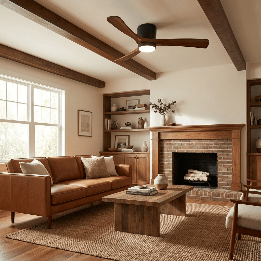 Modern Wooden LED Ceiling Fan Light