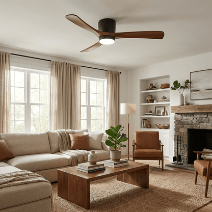 Modern Wooden LED Ceiling Fan Light